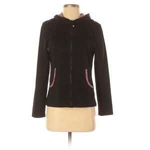 Pranyama Black/pink Floral Accent Yoga Jacket Activewear Outerwear Hoodie S